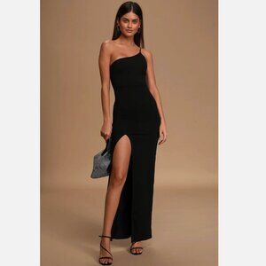 Lulus Keeper of My Heart Black One-Shoulder Maxi Dress